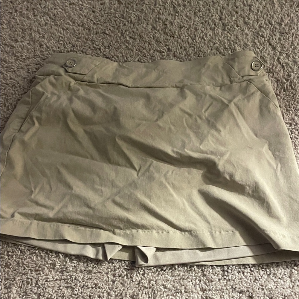 Tan Button-Accent Skort